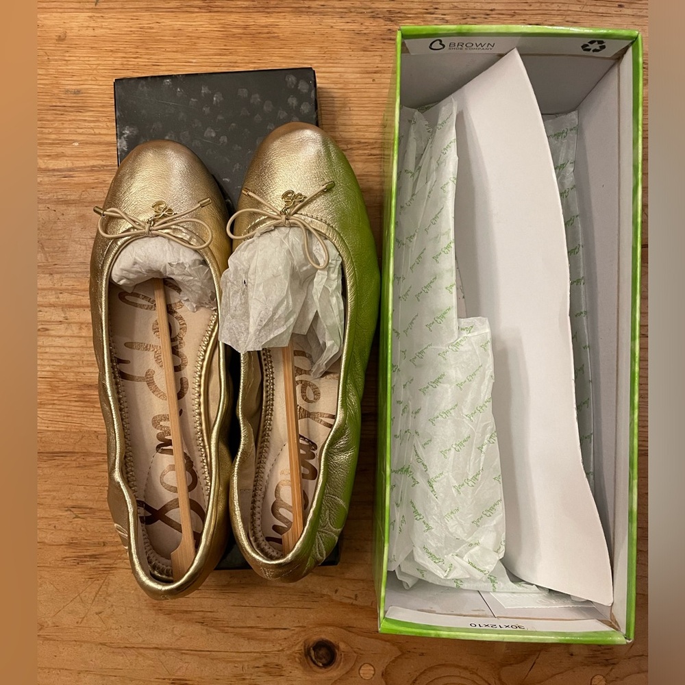 Sam Edelman Felicia Gold Leather Ballet Flats - Picture 14 of 14